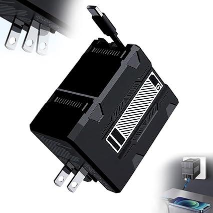2025 New 2-in-1 Fast Charger 120w, Retractable Scalable Super Fast Charger Module, Multi-Functional Foldable Charging Adapter Wall Plug for Phone, Tablet, Laptops (Black)