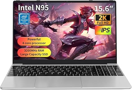Gaming Laptop 15.6" FHD, Intel N95, 512GB SSD, 16GB DDR4 RAM, 6000mAh Battery,Backlit Keyboard, Fingerprint Unlock, Windows 11 Laptop Computer for Work & Entertainment