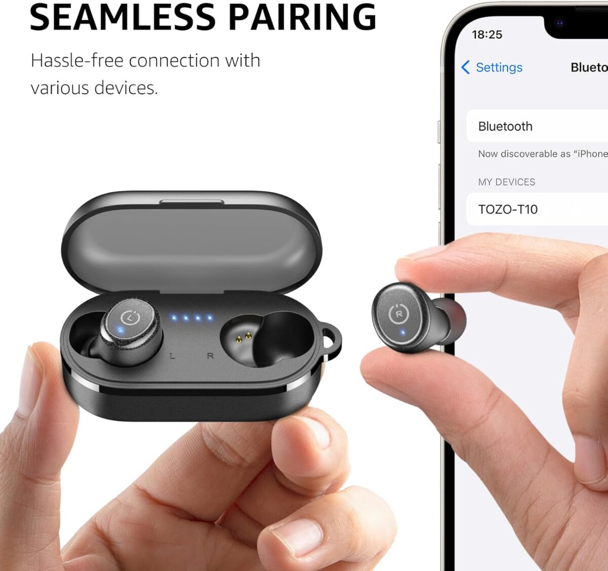 TOZO T10 Wireless Earbuds Bluetooth 5.3 Headphones, App Customize EQ, Ergonomic Design, 55H Playtime, Wireless Charging Case, IPX8 Waterproof Sound in-Ear Headset, 2025 New Version - Image 6