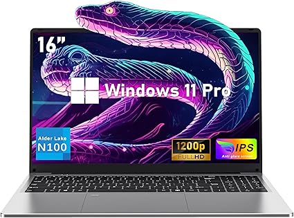Laptop Computer, Gaming Laptops 2025, 16 Inch Lap Top PC Win 11 Pro, 16GB RAM 512GB SSD, N100 Processor(up to 3.4GHz), Backlit Keyboard, for Business and Students