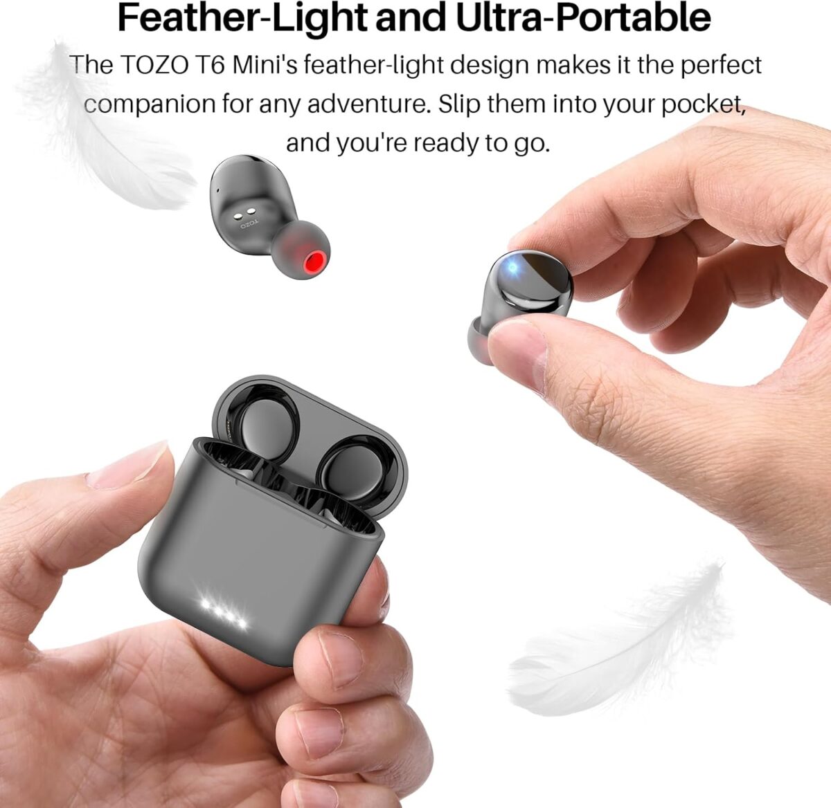 TOZO T6 Wireless Earbuds, Bluetooth 5.3 Ear Buds, Stereo Sound in Ear Headphones, 50 Hours Playtime, Wireless Charging Case, APP Customizable EQs, IPX8 Waterproof Earphones - Image 8