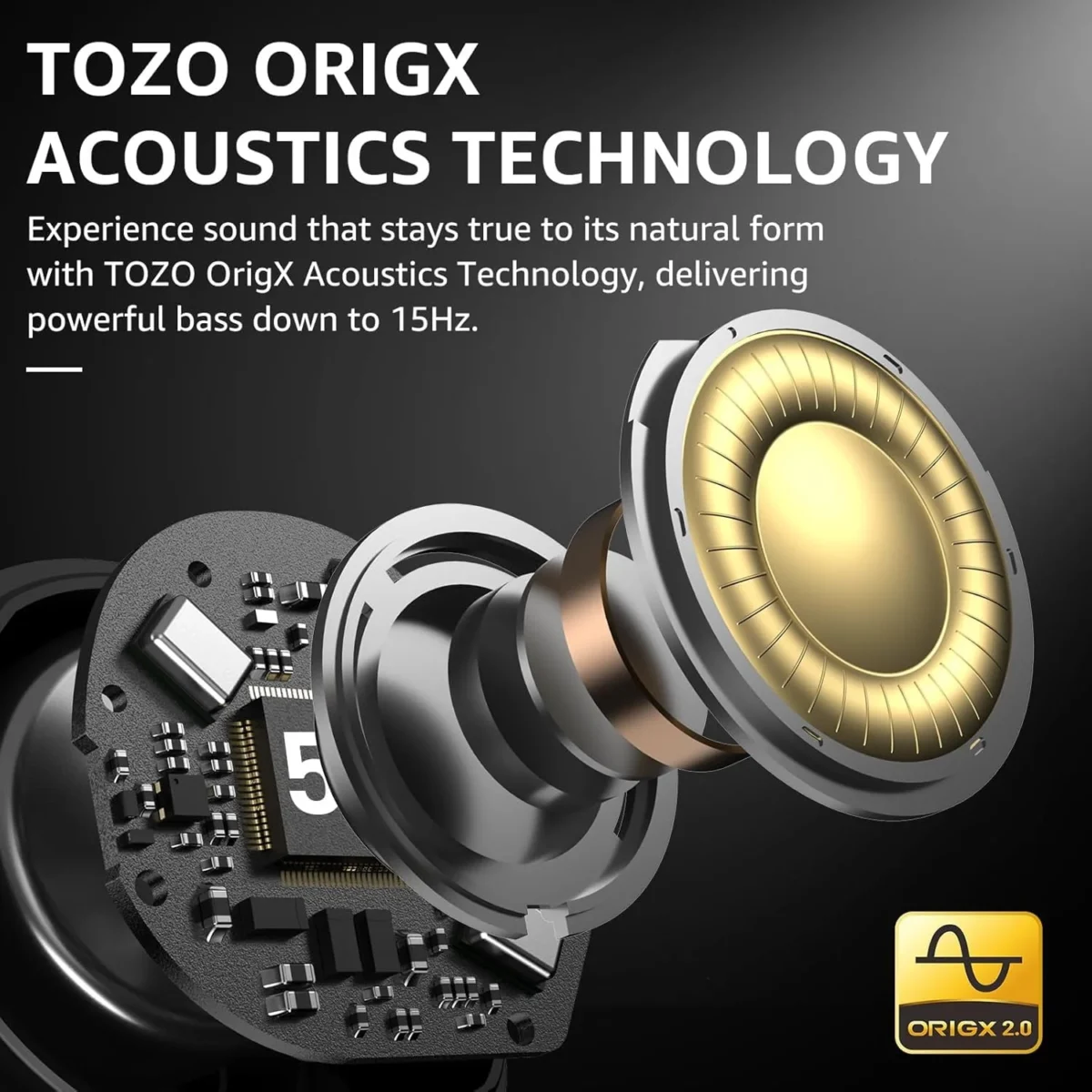 TOZO NC9 Hybrid Active Noise Cancelling Wireless Earbuds, Stereo Bluetooth Ear Buds, 6-Mic ENC, 59H Play, App 32EQ, IPX8 Waterproof in-Ear Headphones for Home Sport, Travel, Office, Black - Image 7