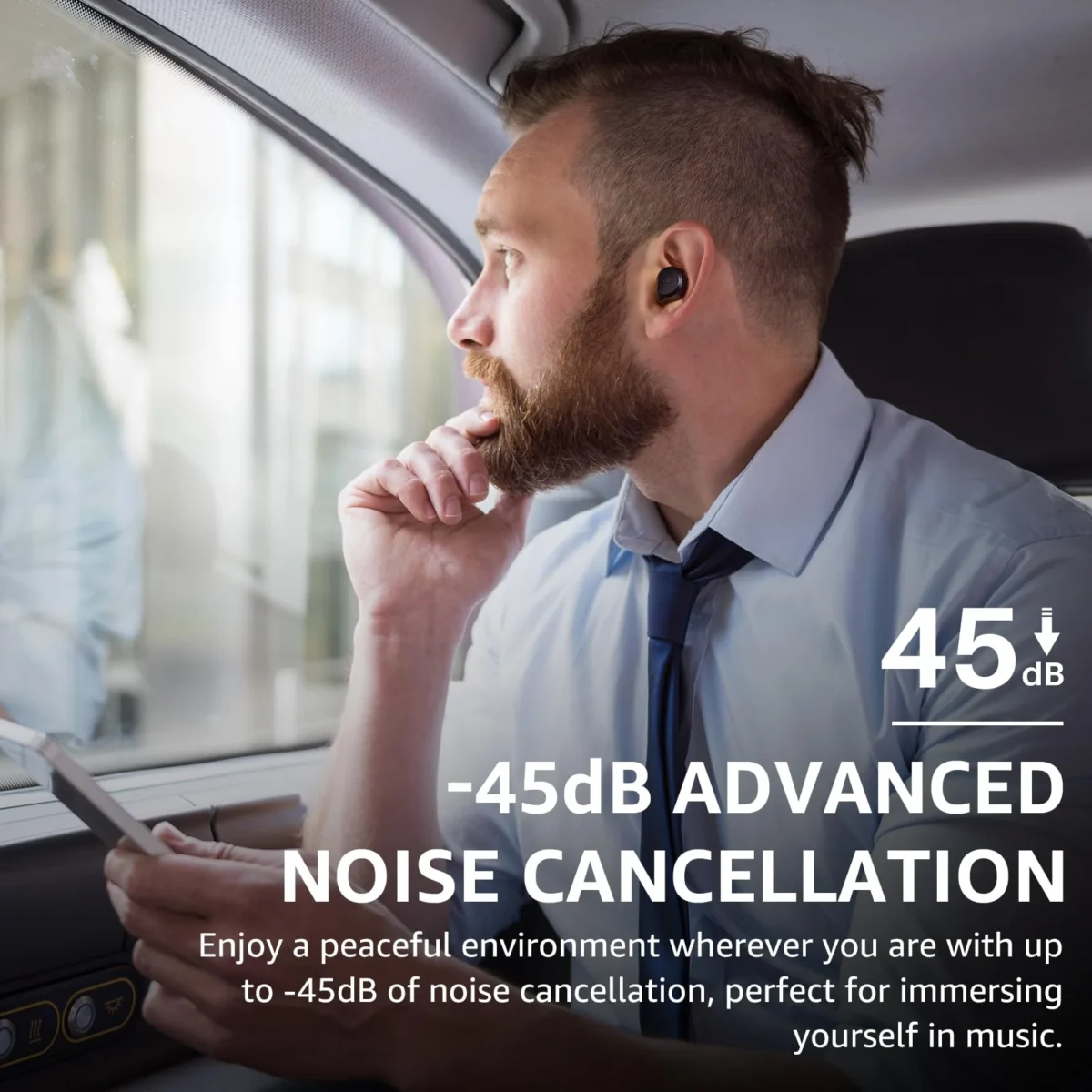 TOZO NC9 Hybrid Active Noise Cancelling Wireless Earbuds, Stereo Bluetooth Ear Buds, 6-Mic ENC, 59H Play, App 32EQ, IPX8 Waterproof in-Ear Headphones for Home Sport, Travel, Office, Black - Image 6