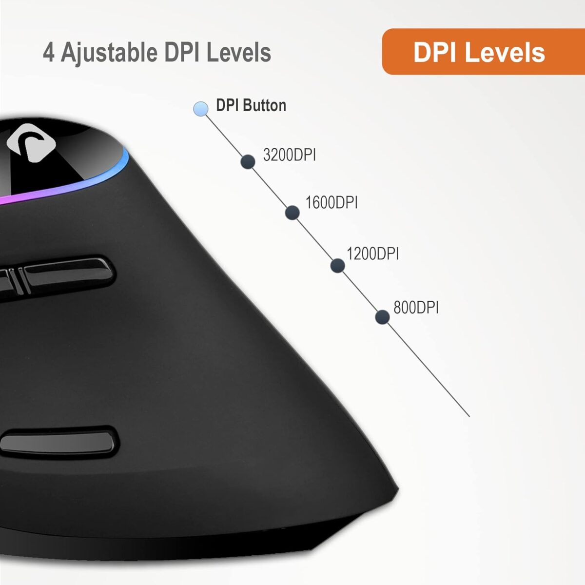 J-Tech Digital Ergonomic Mouse with Wireless Connection, Removable Palm Rest, Thumb Buttons, Rechargeable Battery, 800 DPI, Compatible with Windows and MAC OS - Image 9