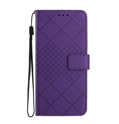 Dteck for Motorola G Play (2023) 6.5" Magnetic Case, Premium PU Leather Folio Flip Wallet Card Holder Cash Slot Lanyard Strap Kickstand Function Embossed Pattern Slim Shockproof Cover, purple